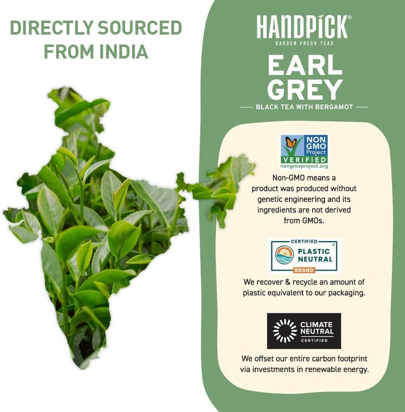 HANDPICK, Earl Grey Black Tea Bags (100 Count) Bergamot Oil | Caffeinated, Earl Grey Tea Bags | Flavoured With Citrus and Bergamot Brew Hot/Iced Tea with or without milk - Image 3